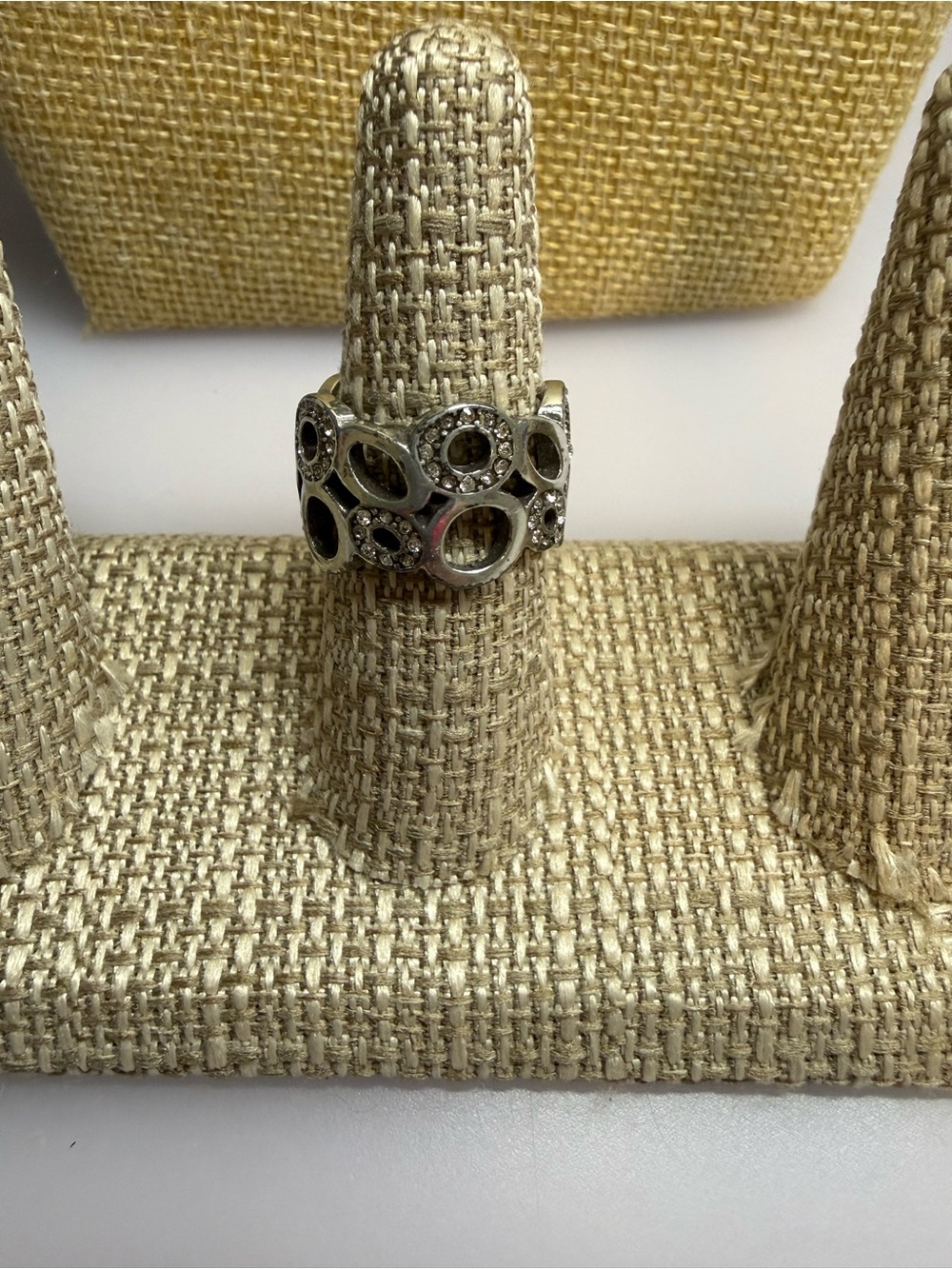 Brighton Silver Openwork Crystal Accent Women's Ring - Silver